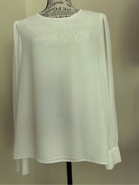 Classic White Womens Blouse - Elegant Long Sleeve Top